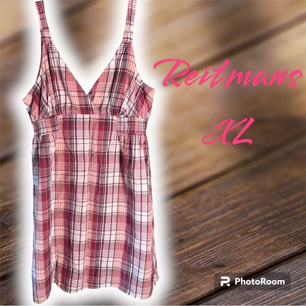 Reitmans XL dusty rose plaid dress